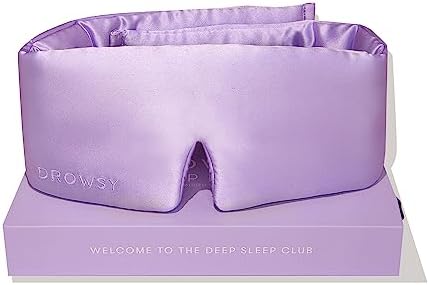 DROWSY Silk Sleep Mask - Face-Hugging, Padded Cocoon for Luxury Sleep in Total Darkness - 100% Pure Mulberry Silk (Lavender Haze) by Drowsy