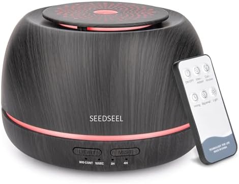 SEEDSEEL 300ML Essential Oil Diffuser,Ultrasonic Aromatherapy Diffuser, 7-Color Gradient Lights, Remote Control, 8 Hours Run Time, Suitable for Home,Office by SEEDSEEL