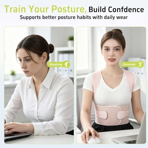 Posture Corrector for Women and Men, Adjustable Back Brace Support with Dual Support Rods, Shoulder Straightener Posture Corrector for Rounded Shoulders, Upper Back Support Brace, Breathable Posture Trainer (Pink, X-Large) - Image 7