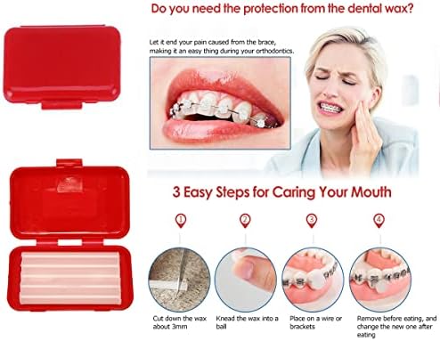 Braces Cleaning Kit for Teeth, Portable Orthodontic Toothbrush Kit Oral Care Dental Travel Kit - Interdental Brush Dental Wax Dental Floss Toothbrush Box (Red) - Image 3