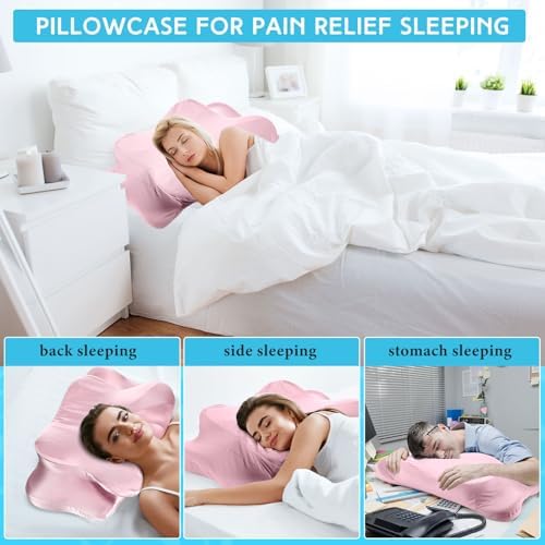 Hahafelt Cooling Cervical Neck Pillowcase,Pink,Standard Size - Image 5