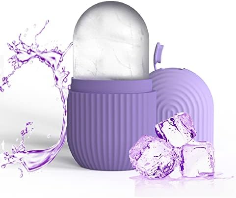 Joyeee Ice Face Roller, Reusable Silicone Mold Face Massage Eye Facial Beauty Skin Care Tools Apply Ice for Shrink Pores Anti Wrinkle Reduce Puffiness Improve Skin Elasticity, Striped, Purple by Joyeee
