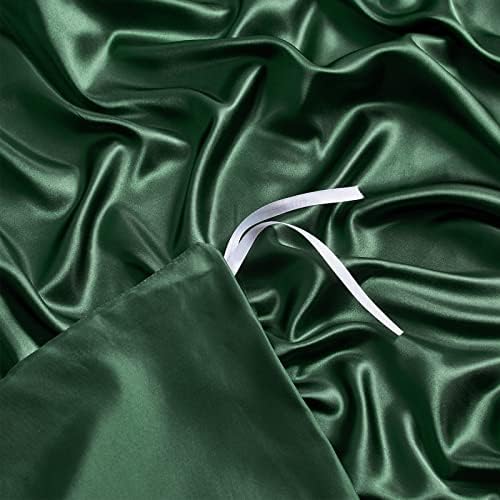 NSGZ Satin Duvet Cover for Weighted Blanket, 60x80, 8 Ties, Dark Green - Image 5
