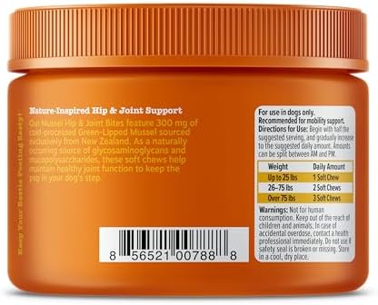 Zesty Paws Mussel Mobility Bites for Dogs - New Zealand Green Lipped Mussel with Natural Glucosamine & Chondroitin + Omega-3 Fatty Acids - Hip & Joint Support Supplement Soft Chews – 90 Count - Image 2