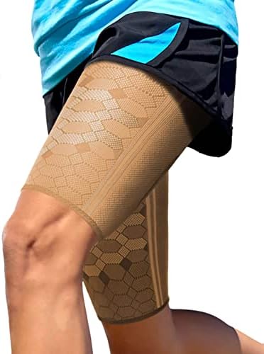 Sparthos Thigh Compression Sleeves, Quad Wrap, Hamstring Brace - Beige-XL by Sparthos