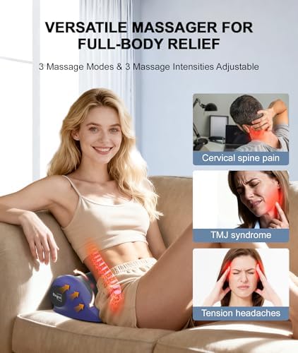 Neck Massager with Heat, Red Light & Vibration Adjustable, Heated Neck Stretcher with 3 Modes, Rechargeable Cervical Traction Device for Pain Relief & Muscle Relaxation, Gift for Women Men - Image 3