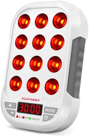 BONTANNY Portable Red Light Therapy, 660/850/1060nm 3 Wavelengths Mini Handheld Red Near Infrared Light Device, 12 Triple Chip Clinical Grade LEDs, Rechargeable, Travel Case, Timer, for Body, BO-60 by BONTANNY