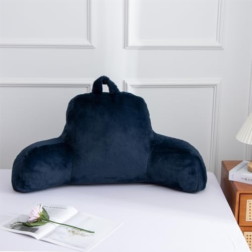 Aimuan Reading Pillow Bed Rest Wedge Large Adult Backrest Pillow with Arms Back Support for Sitting Up in Bed Cushion Incline Rest Sleeping Snoring Pillow, Dark Blue Large - Image 2