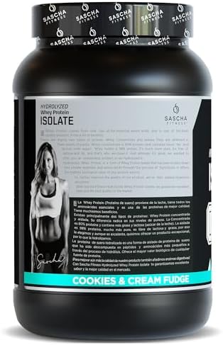 SASCHA FITNESS Hydrolyzed Whey Protein Isolate,100% Grass-Fed (2 Pounds, Cookies & Cream) - Image 3