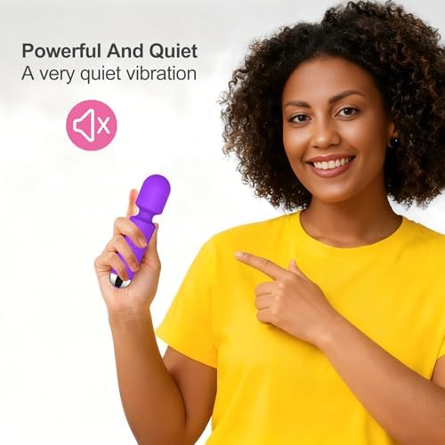 Mini Cordless Massager - 8 Intensity Levels & 20 Quiet ＆ Waterproof Vibration Modes, Handheld Wand Massage for Neck, Back, Shoulder, Muscle Pain Relief (Purple) - Image 3