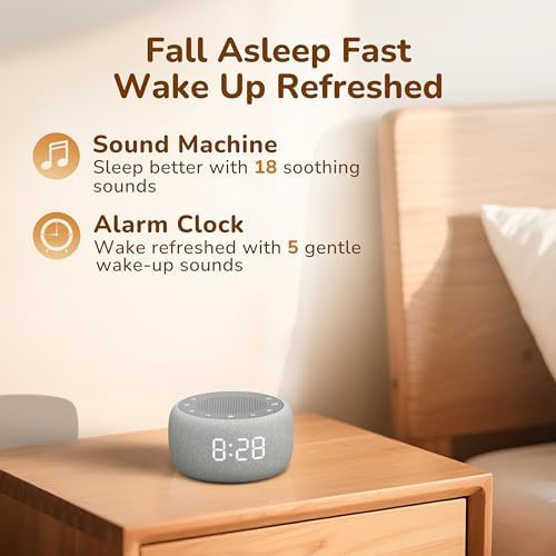 Buffbee Alarm Clock with Sound Machine for Bedrooms – 2-in-1 White Noise Machine for Sleep, Gentle Wake-Up with Soft Alarm Sounds, Ambient Night Light, Plug-in, Sleep Better, Wake Gently - Image 2