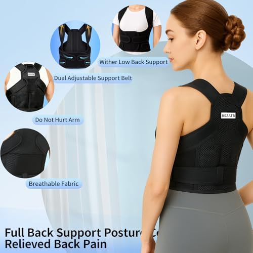 Posture Corrector for Women and Men Back Pain Relief,Full Back Brace Support for Office Desk Workers, Posture Brace for Upper and Lower Back Pain Relief, Medium(Waist 33-44 Inches) - Image 4