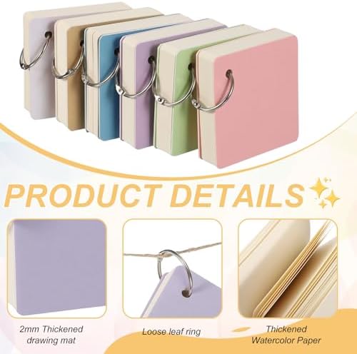 PATIKIL 2 Pcs Mini Watercolor Sketchbook, 3.94 x 3.94 55 Sheets/110 Pages Portable Square Travel Watercolor Notebook 230GSM (107lb) Detachable Painting Sketch Book Art Sketchbook, Purple - Image 3