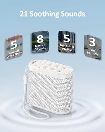 Portable Travel Sound Machine White Noise Machine for Sleeping : Super Long-Lasting & Rechargeable Battery, Headphone Jack, 21 Sounds, Noise Canceling for Office Privacy, Home, Adults, Baby, Gift - Image 5