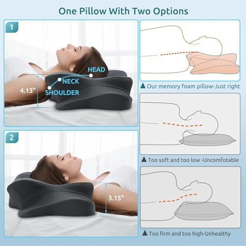 DONAMA Cervical Pillow for Neck and Shoulder Pain Relief, Cooling Contour Memory Foam Pillow, Dual-Height Ergonomic Neck Support Pillow for Side Back Stomach Sleepers with Removable Pillowcase - Image 6