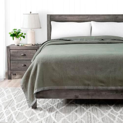 Poyet Motte Rivoli Solid 400GSM 100% Virgin Wool Blanket, Medium/Heavy Weight, Machine Washable (Grey Solid, Twin Size) by Poyet+Motte+Made+In+France
