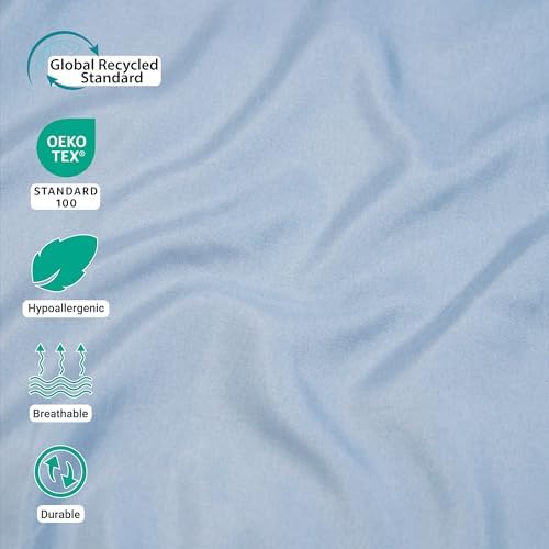 ZPECC King Flat Sheet Only 1 Pack, Durable Light Blue Top Bed Sheets Hypoallergenic Soft Brushed Microfiber Color-Coded Label, 105"x102" - Image 2