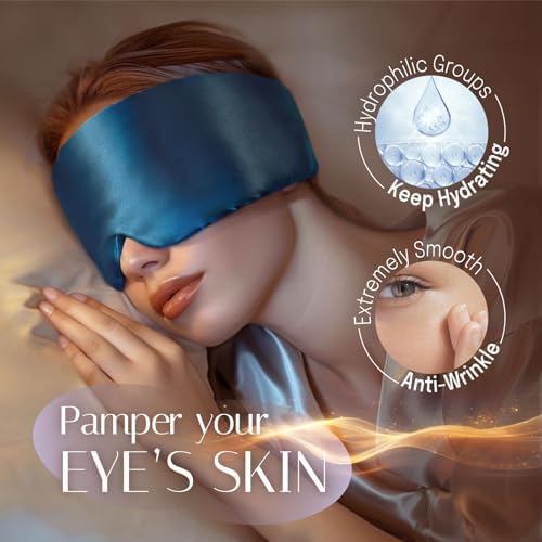 Silk Sleep Mask Soft Pressureless: 100% Mulberry Silk for Eye Skin Anti Wrinkles, Large Size for Total Blackout, Adjustable Wide Velcro Ear Cover - Image 3