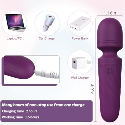Mini Massager Wand-Waterproof,10 Vibration(Purple) - Image 4