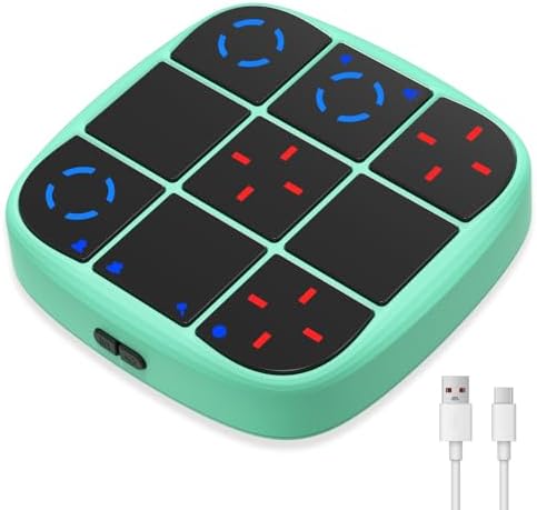 KOQQQ Rechargeable Tic-Tac-Toe Bolt Game, Upgraded 4-in-1 Handheld Puzzle Console, Electronic Educational Memory Game, Portable Travel Car Ride Board Games for Kids Adults (Cyan) by KOQQQ-TicTacToeBoltGame