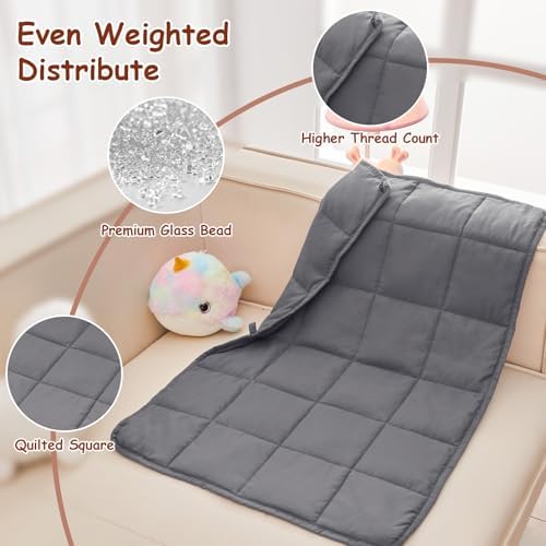 yescool Weighted Lap Pad 2 Pounds Weighted Lap Blanket, Grey Small Weighted Blanket, Weighted Throw Blanket Gifts for Travel Indoor Outdoor, 20"x30" - Image 7