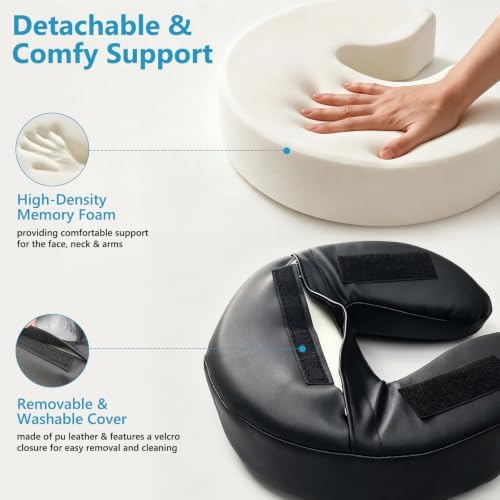 Massage Headrest for Bed, Massage Face Cradle at Home, Adjustable Bed Massage Head Holder for Sleeping Mattress, Face Down Pillow After Eye Surgery (Black) - Image 3