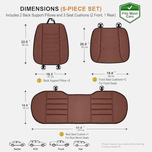 kingphenix 5-Piece Car Seat Cushion Set with Back Support - Image 5