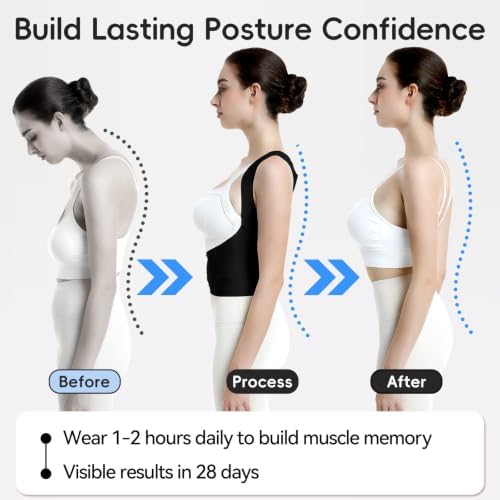 babaka Posture Corrector for Women and Men, Invisible Lightweight Adjustable Back Brace for Upper and Lower Back Pain Relief, Hunchback, Hump, Scoliosis, Thoracic, Spine Corrector Under Clothes (Black, Small, Waist: 25''-30'') - Image 3