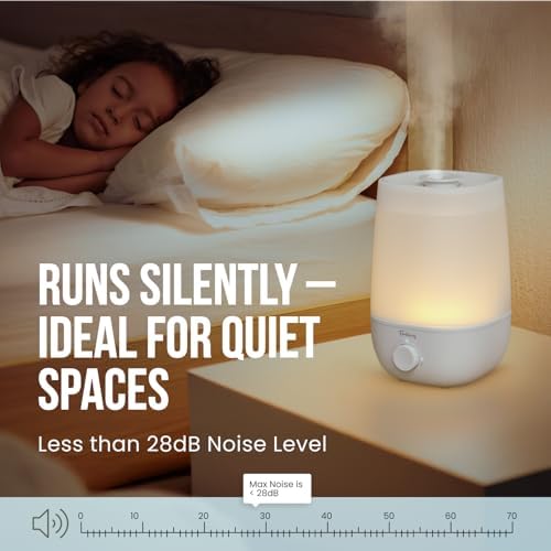 Fontaines Luxury Top-Fill Humidifiers for Bedroom, Cool Mist 360° Ultra-Fine Spray, Whisper-Quiet, Dishwasher-Safe Tank, Nightlight & Auto Shut-Off, Easy Clean Baby Nursery - Image 4