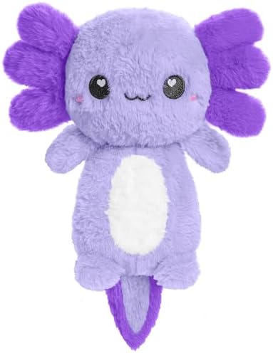 Purple Axolotl Microwavable 1.5 lbs Unscented Heating Pad for Women and Kids- Cute Soft Cozy Pillow Plush Heatable Warm Stuffed Animals - Kawaii Hot and Cold Plushie - Axolotl Gifts for Girls and Boys by HappyFuel