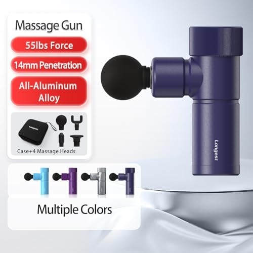LONGEST Mini Massage Gun for Pain Relief, 4 Heads, Pro Dark Blue - Image 2