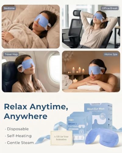 10 Packs Self Heating Steam Eye Mask: Warm Eye Compress for Dry Eyes, Stye Eye Treatment - Disposable Moist Heated Sleep Mask for Tired Eyes & Headache Relief - Ideal for Travel & Spa Gift(Unscented) - Image 7