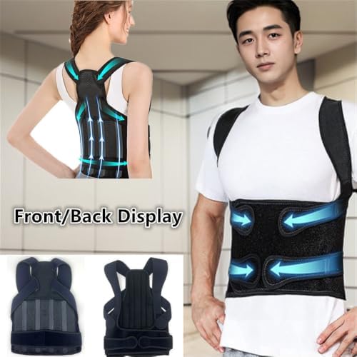 Back Brace for Women and Men,Shoulder Straightener,Back straightener,Adjustable Posture Corrector Suitable for Upper and Lower Back Pain Relief-Scoliosis,Hunchback,Spine Corrector（Black，S） - Image 6