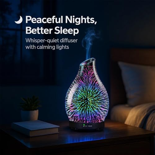 Essential Oil Diffuser & Essential Oils Set, Glass Aromatherapy Diffuser with 7 Color LED Lights and Auto-Shut Off, Cool Mist Diffuser for Home with 6 Essential Oils - Image 5