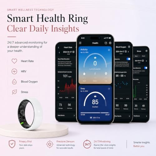 White Ceramic Smart Ring for Women, Health & Sleep Tracker, Size 6 - Image 4