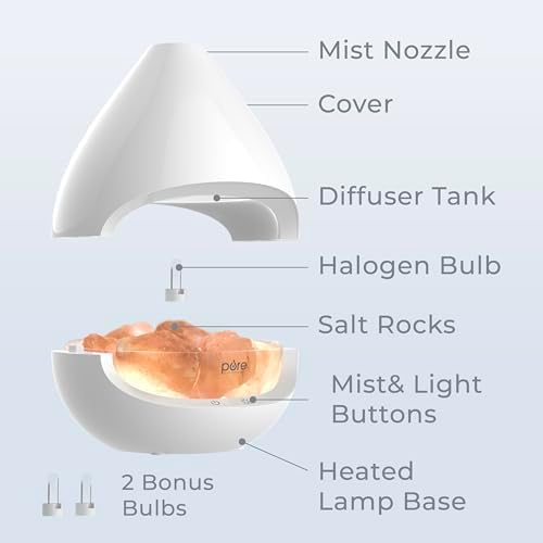 Pure Enrichment PureGlow Crystal - 2-in-1 Himalayan Salt Lamp & Ultrasonic Essential Oil Diffuser, Original Salt Therapy Lamp, 100% Pure Himalayan Salt, Ambient Glow, 160 mL 16-Hour Tank (White) - Image 6
