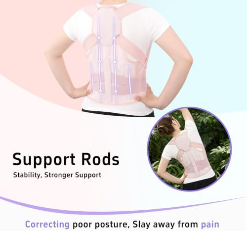 Posture Corrector for Women and Men Back Brace Straightener Pain Relief Back Support Lightweight Adjustable Hump Scoliosis Traction Correction Helps Reduce Upper Hunchback Slouching Kyphosis Pink Medium - Image 2