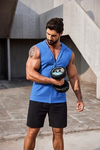 COOFANDY Men's Workout Hooded Tank Tops 2 Pack Zip Up Sleeveless Gym Shirts Muscle Cut Off T Shirt Bodybuilding Hoodies - Image 4