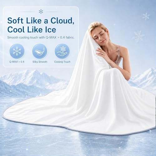 Queen Size Cooling Blanket for Hot Sleepers - Lightweight Breathable Cool Cold Blanket - Keep Cool for Night Sweats, Soft Thin Ice Blankets for Bed Couch Sofa, (White, 90"x90") - Image 4