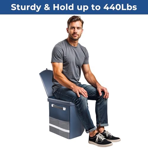 2026 Upgraded XL Portable Toilet for Adults,Tall Camping Toilet with Lid and Convenient Carry Bag, Portable Potty for Camping, Hiking, Car Travel,Truck, RV, Boating, Road Trips, Beach (Blue, 16.5''H) - Image 5