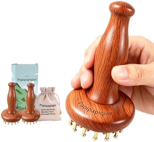 Meridian Massage Brush for Belly, 29 Teeth H62 Brass Massage Tool, Belly Massage Brush for Body and Scalp, Chinese SPA Gua Sha Tool for Body (2PCS) 黄铜经络刷 经络刷 by CraftedforYourComfort