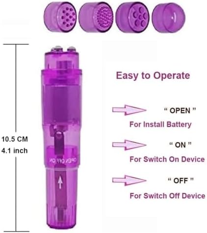 Small Mini Massager Handheld Portable Tool for Women with 4 Heads Pocket Pen for Face Neck Head Back and Shoulder (Blue Purple Color) - Image 4