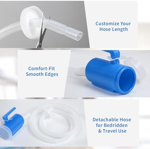 Urinals for Men, ONEDONE Portable Urinal for Men 68 OZ Urine Bottle Pee Bottle Spill Proof for Camping Travel Hospital Home Bedside Emergency Cuttable Long Hose with Lid(White) - Image 6