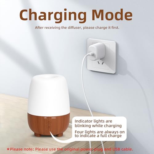 SEEDSEEL 150ML Rechargeable Battery Essential Oil Diffuser, Portable Cordless Aromatherapy Diffuser with 7-Hour Runtime, 7 LED Color Changing Lights for Bathroom,Bedroom, Office, Outdoor - Image 3