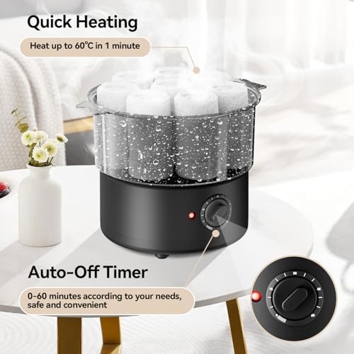 Mini Hot Towel Warmer - 1 min Steam & 60℃ in 20mins, Towel Steamer for Facials/Barber/Massage, Portable 2.4lbs Small Heater for Home Spa/Bathroom/Light Salon Use (Black-X-Small) - Image 2