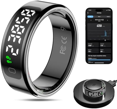 Smart Ring Health Tracker for Men/Women, Black, Size 11 by MagLoop