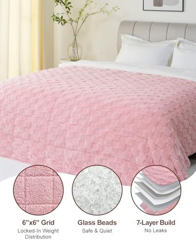 Kivik 15lbs Weighted Blanket for Adults, Checkered Fleece & Sherpa, 60"x80" - Image 6