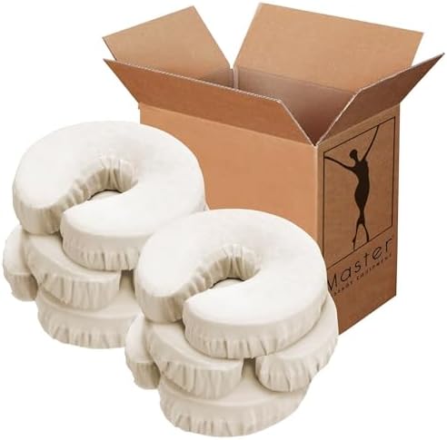 Master Massage Pack of 6 Flannel Face Cradle Covers for Massage Tables- 100% Cotton Extra Large Face Pillow Covers- Massage Headrest Face Rest Cover Set–For Face Cushion - Machine Washable, Off White by MasterMassage