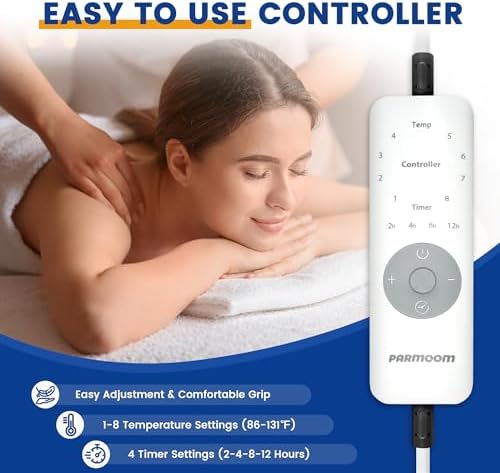 Massage Table Warmer Heating Pad Professional Massage Bed Warmer with 4 Timer, 8 Heat Settings, Overheat Protection for Massage Bed & Spa, Thickened & Soft Fleece, 30" x 71" - Image 2