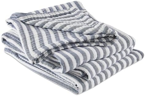 EMME Cotton Muslin Blanket Couch 4-Layer Breathable Gauze Soft Lightweight Bed Blankets Adults Navy Twin XL (66" x 90") - Image 2